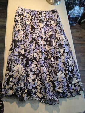 Floral Circle Skirt in Black, White & Lavender